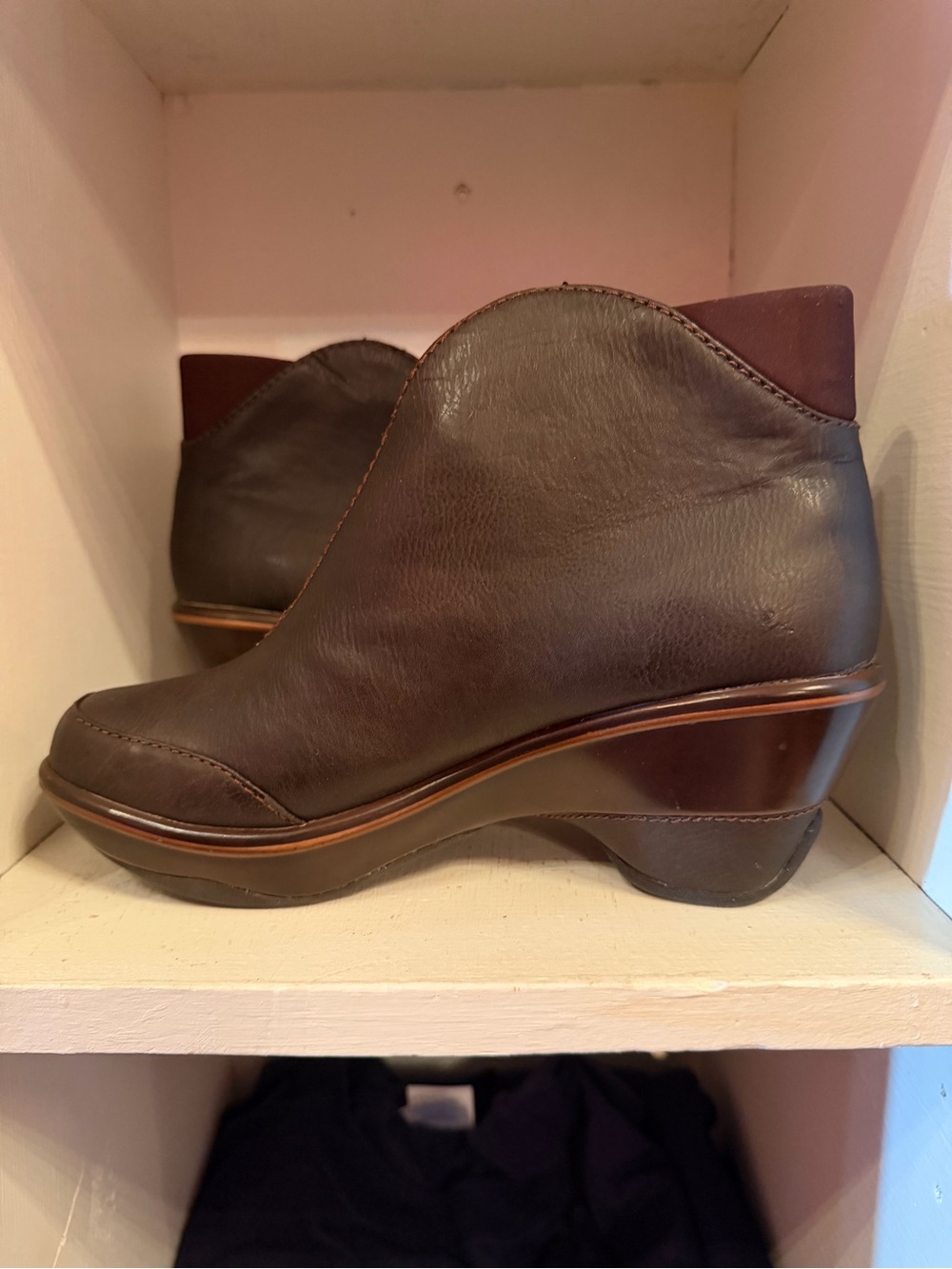 Jambu Dark Brown Leather Wedge Ankle Boot - Picture 3 of 5